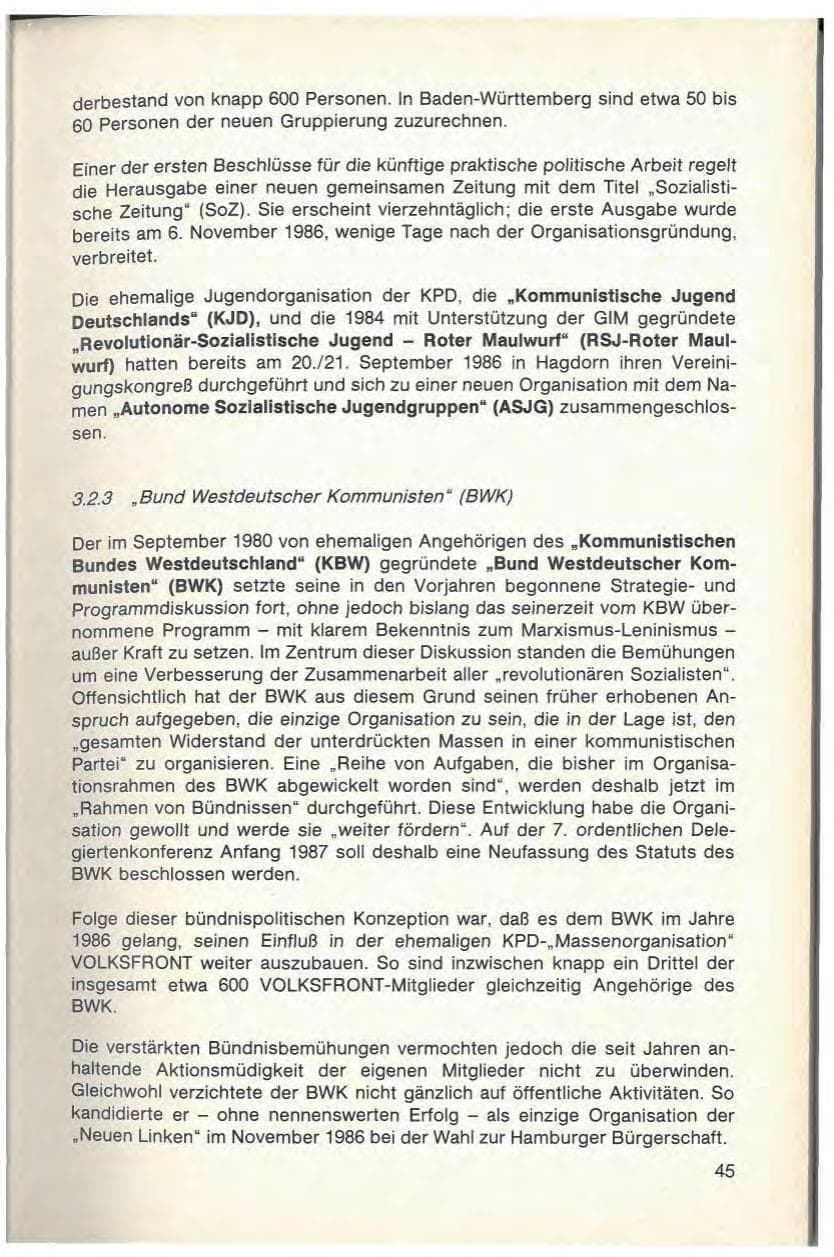 Seite 47 des Verfassungsschutzbericht 1986 Baden-Württemberg