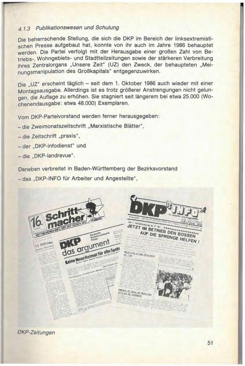 Seite 53 des Verfassungsschutzbericht 1986 Baden-Württemberg