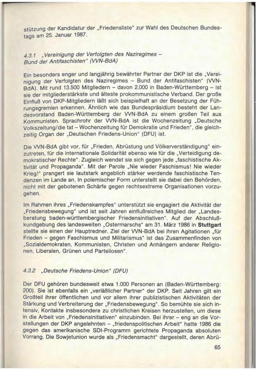 Seite 67 des Verfassungsschutzbericht 1986 Baden-Württemberg