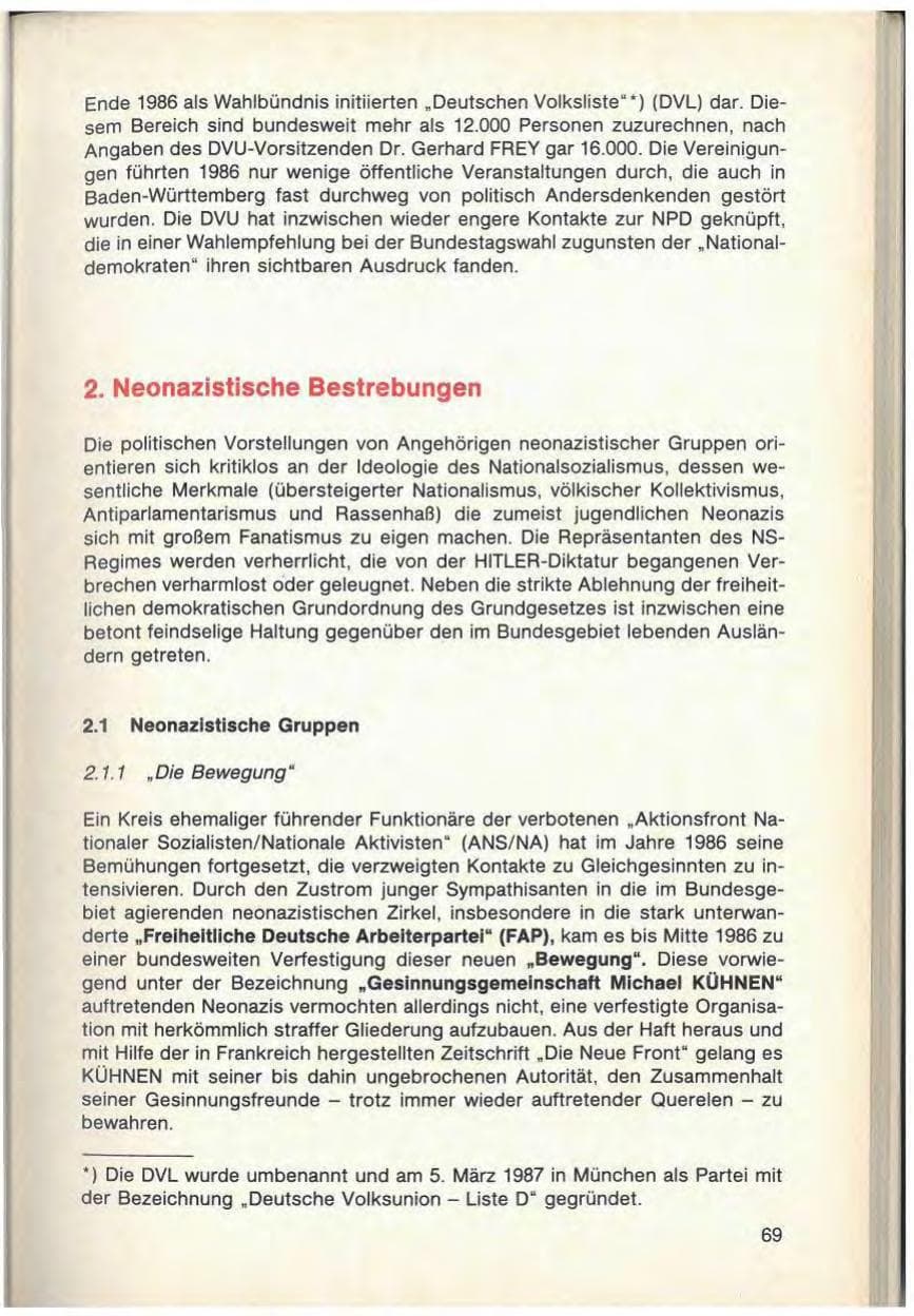 Seite 71 des Verfassungsschutzbericht 1986 Baden-Württemberg