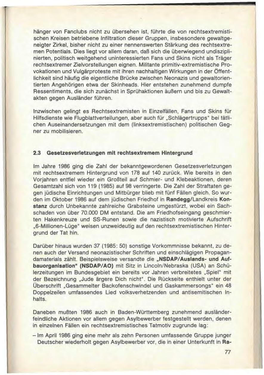 Seite 79 des Verfassungsschutzbericht 1986 Baden-Württemberg