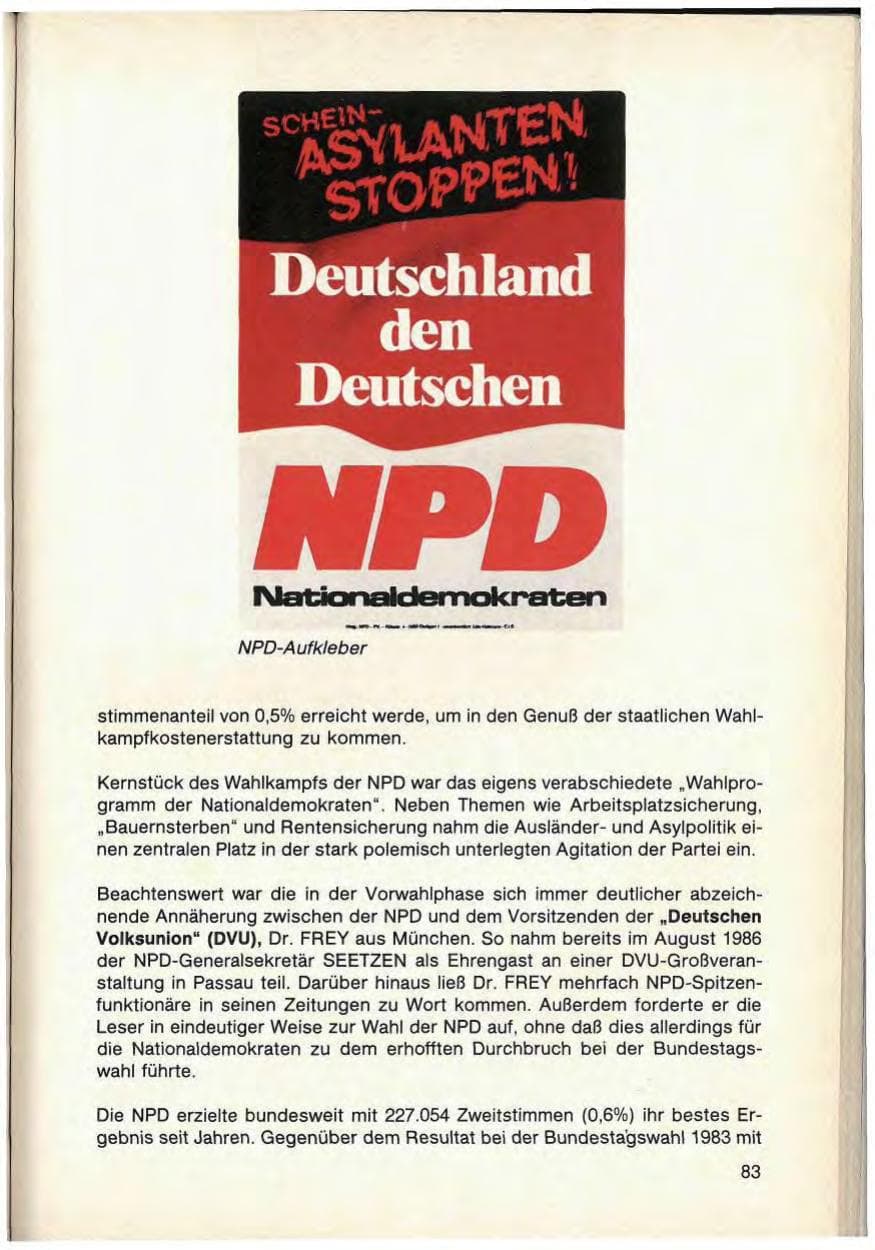 Seite 85 des Verfassungsschutzbericht 1986 Baden-Württemberg