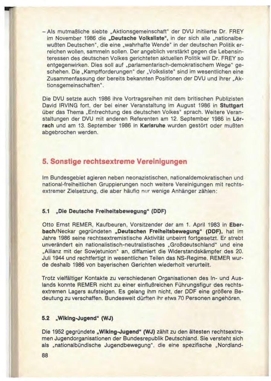 Seite 90 des Verfassungsschutzbericht 1986 Baden-Württemberg