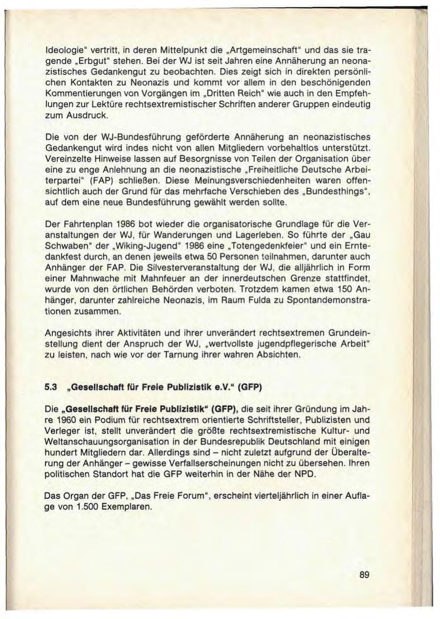 Seite 91 des Verfassungsschutzbericht 1986 Baden-Württemberg
