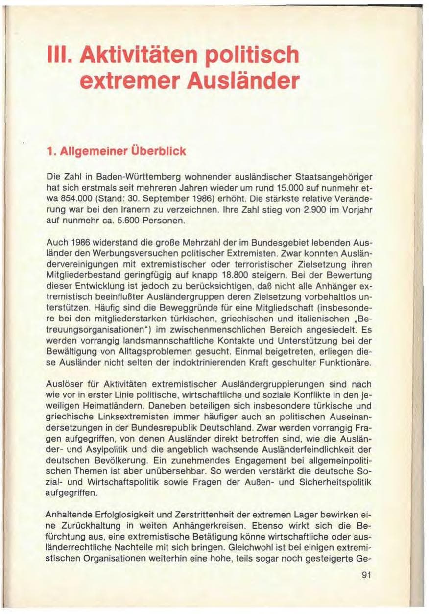 Seite 93 des Verfassungsschutzbericht 1986 Baden-Württemberg
