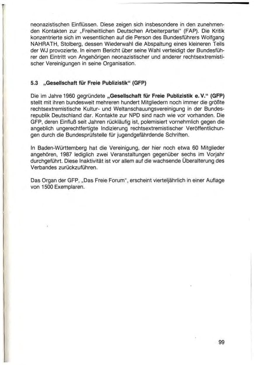 Seite 101 des Verfassungsschutzbericht 1987 Baden-Württemberg