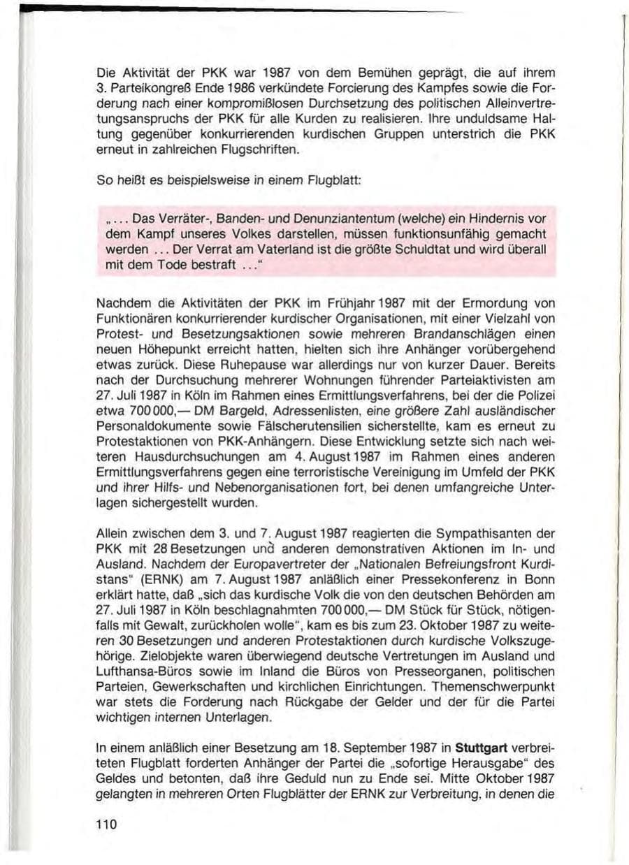 Seite 112 des Verfassungsschutzbericht 1987 Baden-Württemberg