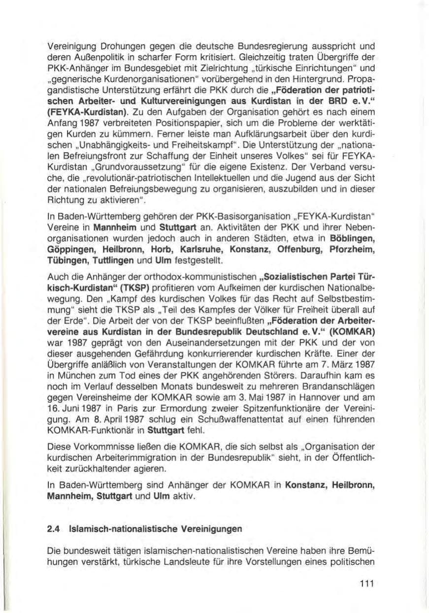 Seite 113 des Verfassungsschutzbericht 1987 Baden-Württemberg
