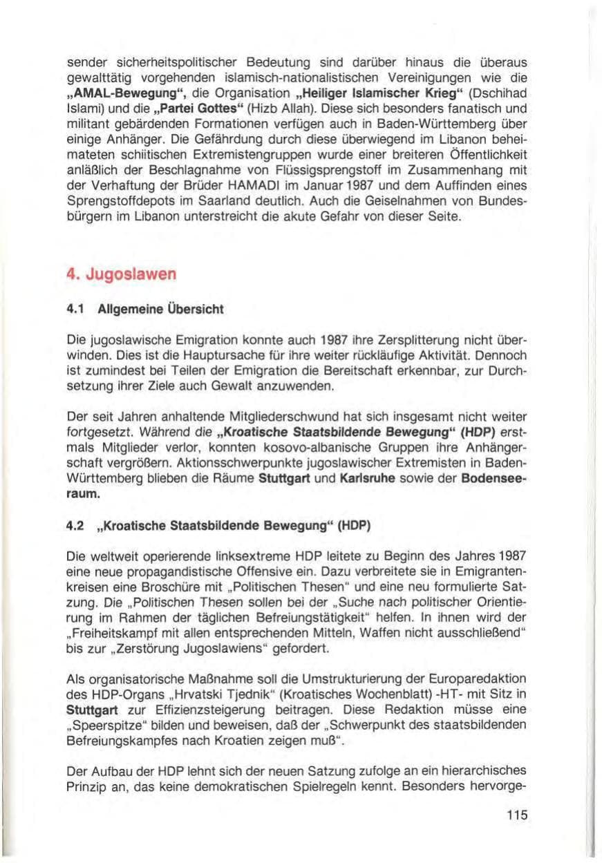 Seite 117 des Verfassungsschutzbericht 1987 Baden-Württemberg