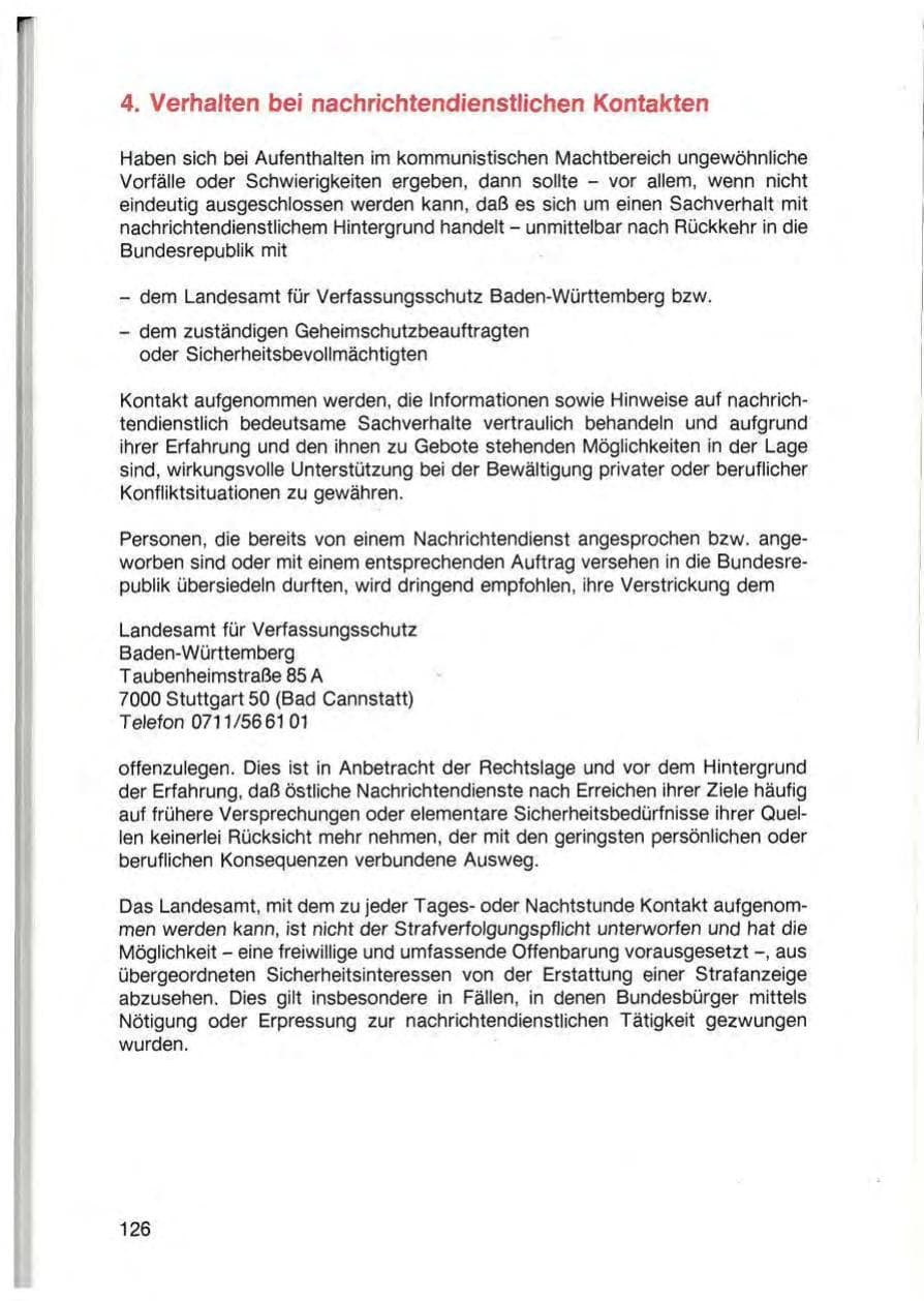 Seite 128 des Verfassungsschutzbericht 1987 Baden-Württemberg