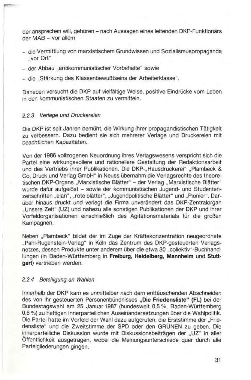 Seite 33 des Verfassungsschutzbericht 1987 Baden-Württemberg