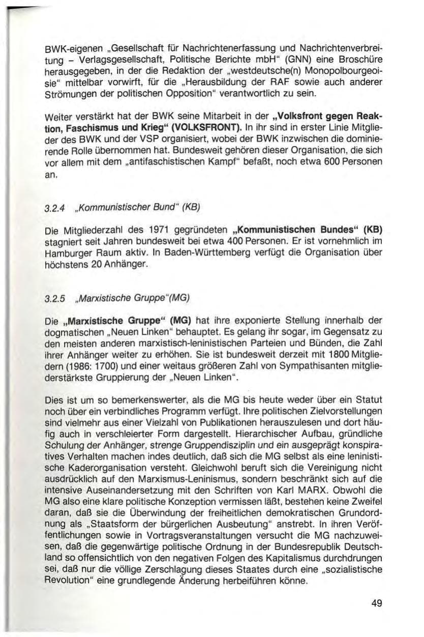 Seite 51 des Verfassungsschutzbericht 1987 Baden-Württemberg
