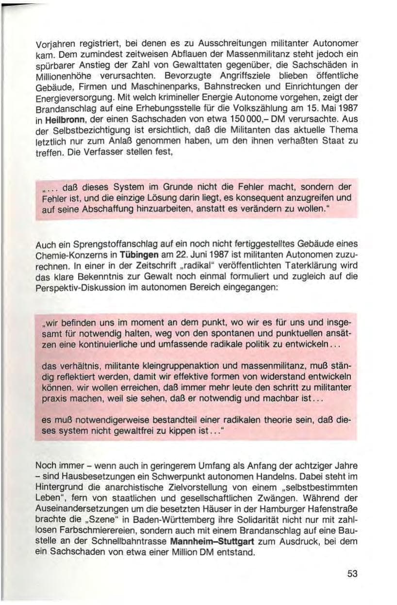 Seite 55 des Verfassungsschutzbericht 1987 Baden-Württemberg