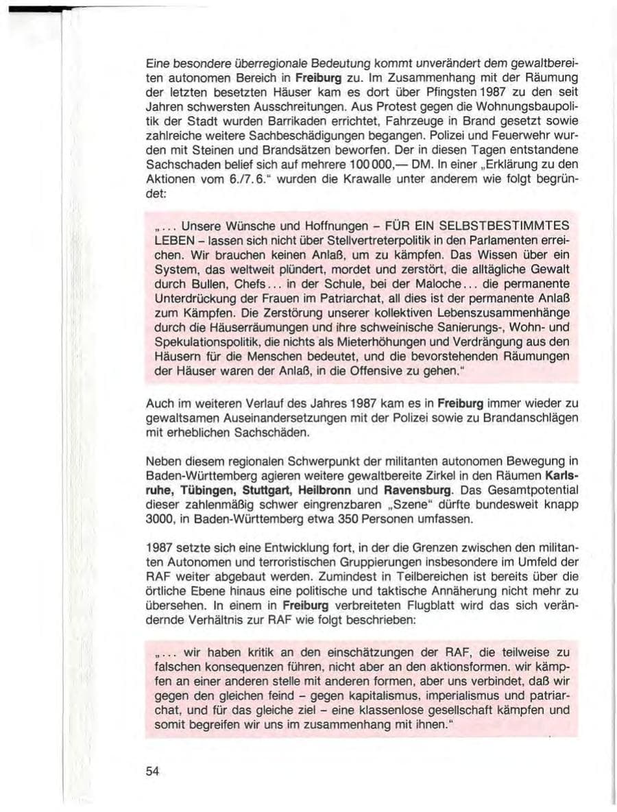 Seite 56 des Verfassungsschutzbericht 1987 Baden-Württemberg