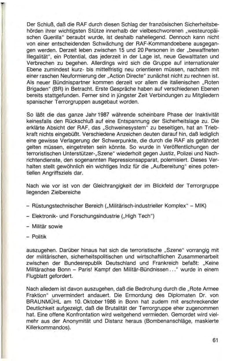 Seite 63 des Verfassungsschutzbericht 1987 Baden-Württemberg