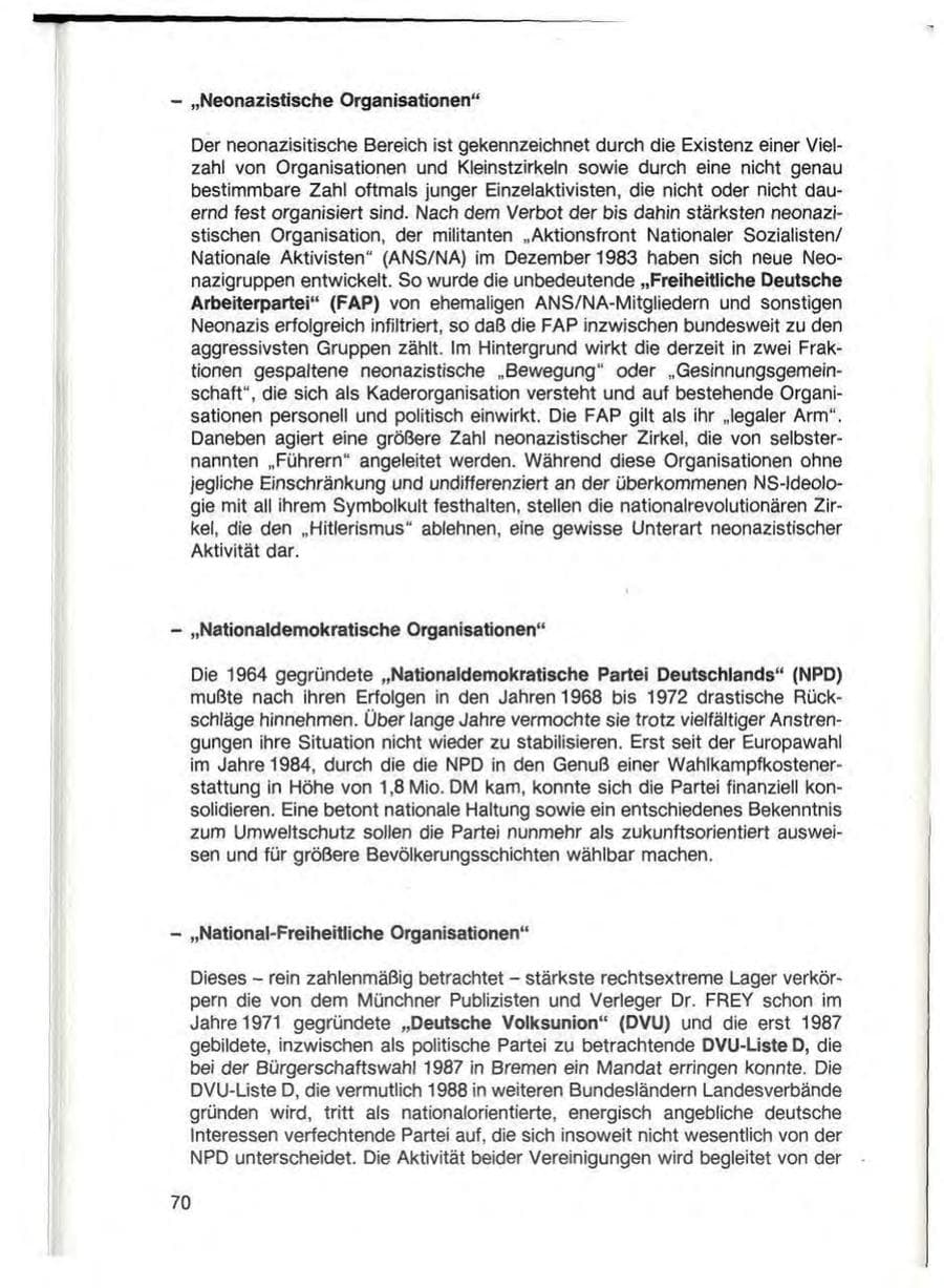 Seite 72 des Verfassungsschutzbericht 1987 Baden-Württemberg