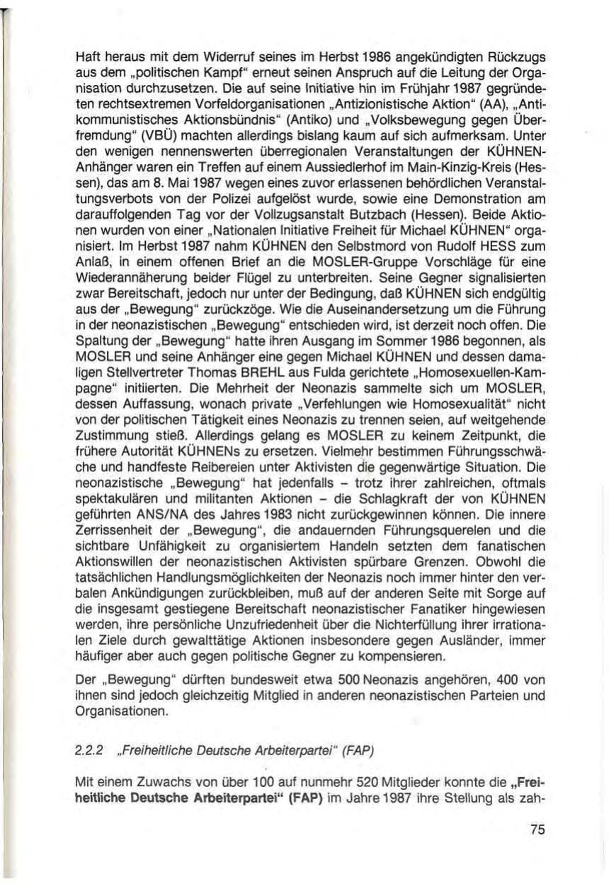Seite 77 des Verfassungsschutzbericht 1987 Baden-Württemberg