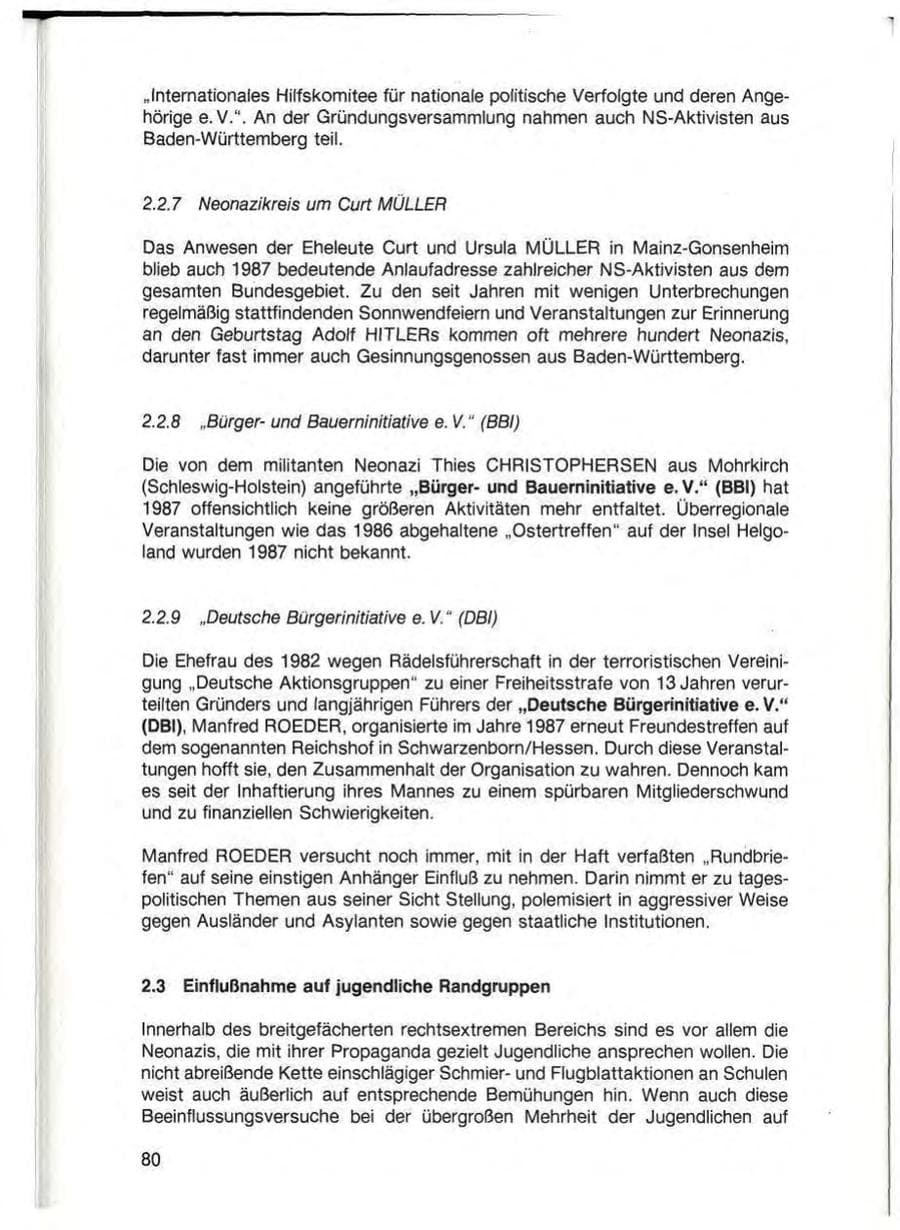 Seite 82 des Verfassungsschutzbericht 1987 Baden-Württemberg