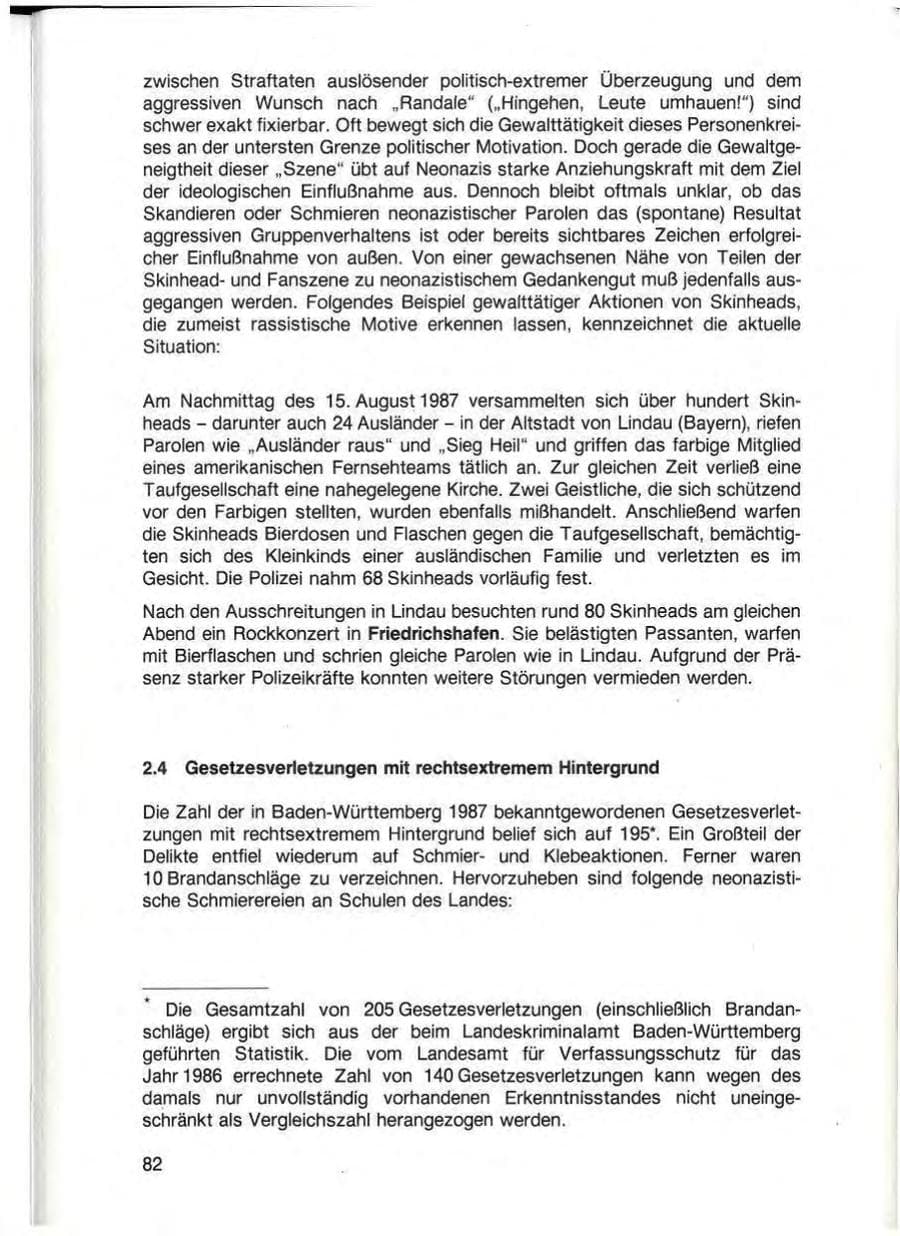 Seite 84 des Verfassungsschutzbericht 1987 Baden-Württemberg