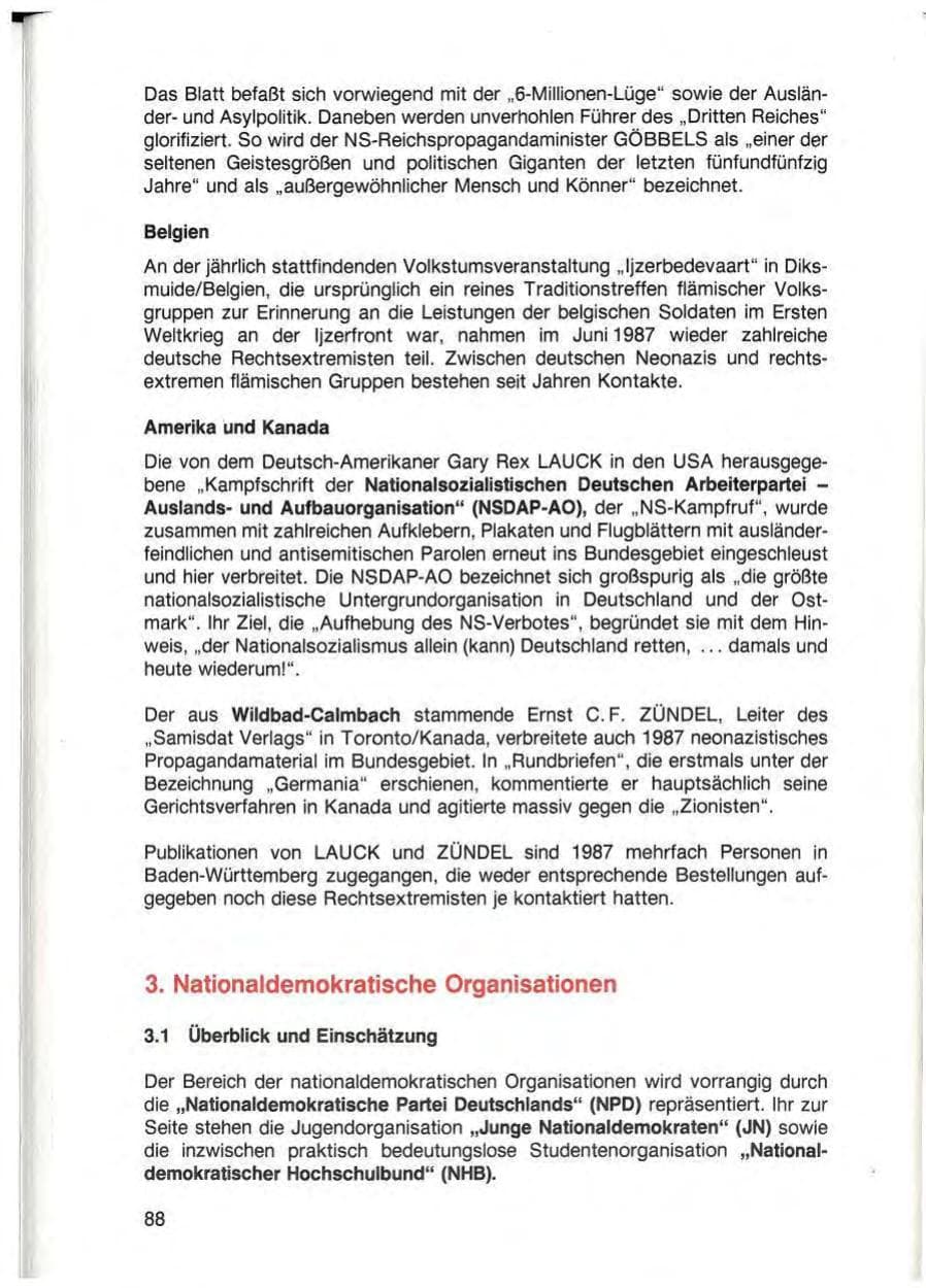 Seite 90 des Verfassungsschutzbericht 1987 Baden-Württemberg