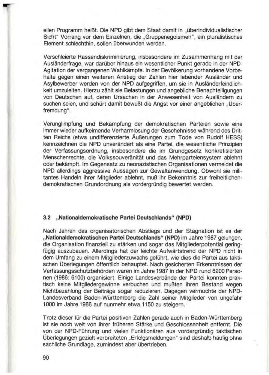 Seite 92 des Verfassungsschutzbericht 1987 Baden-Württemberg