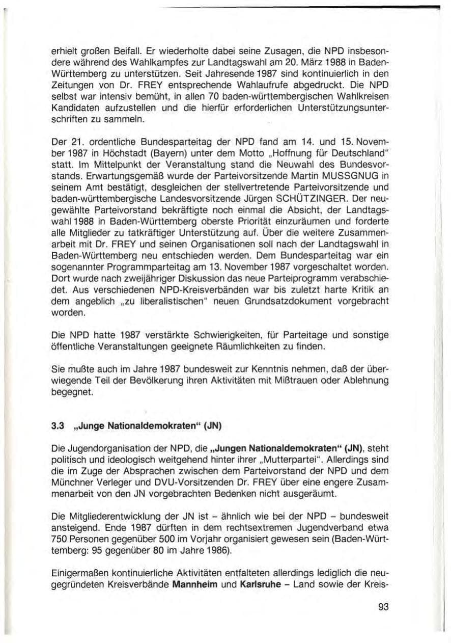 Seite 95 des Verfassungsschutzbericht 1987 Baden-Württemberg