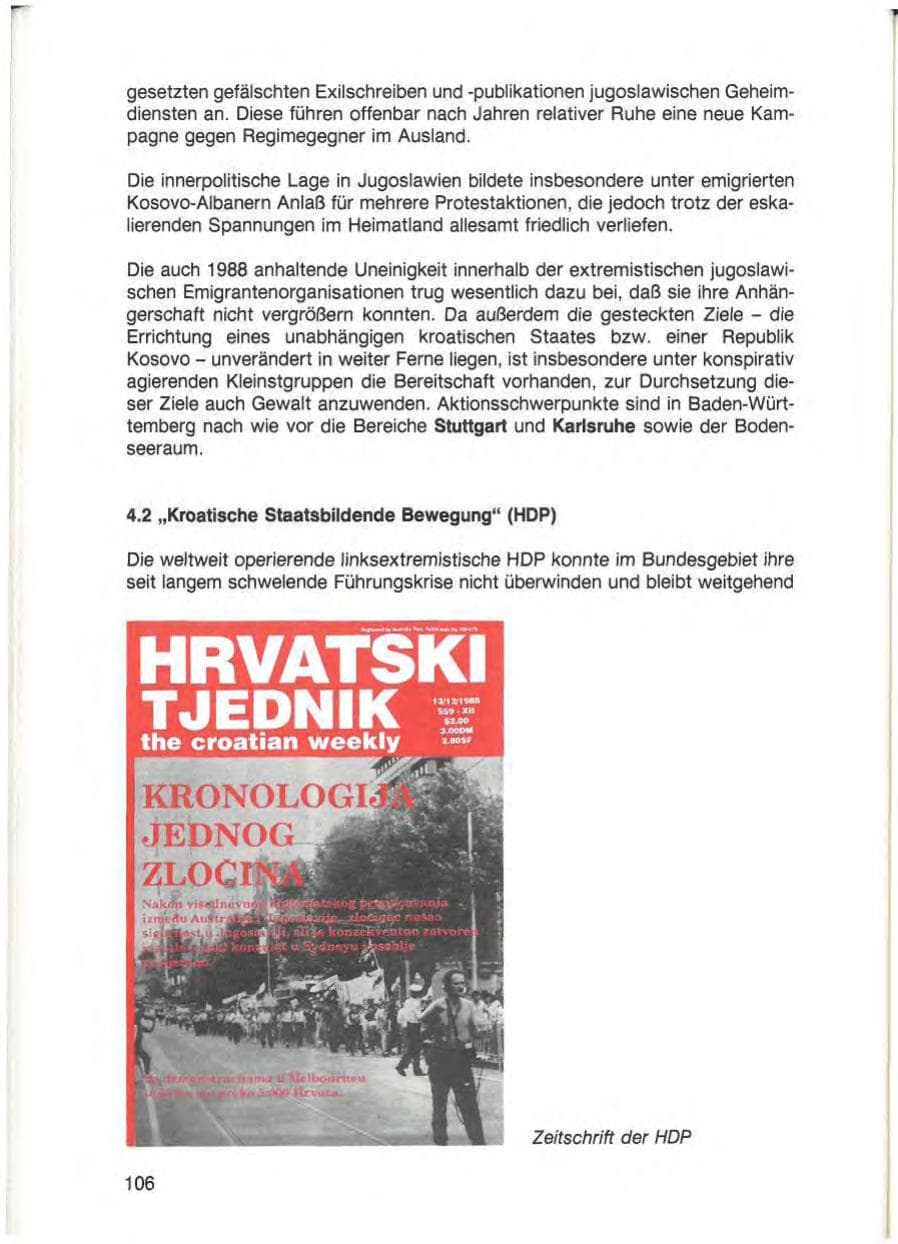 Seite 108 des Verfassungsschutzbericht 1988 Baden-Württemberg