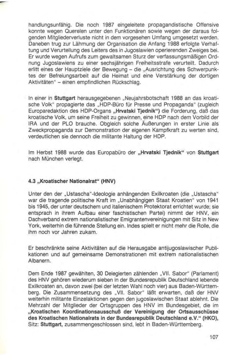 Seite 109 des Verfassungsschutzbericht 1988 Baden-Württemberg