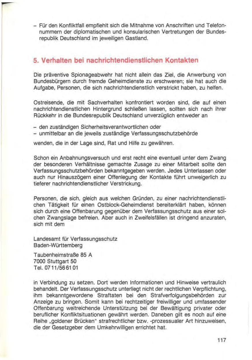 Seite 119 des Verfassungsschutzbericht 1988 Baden-Württemberg