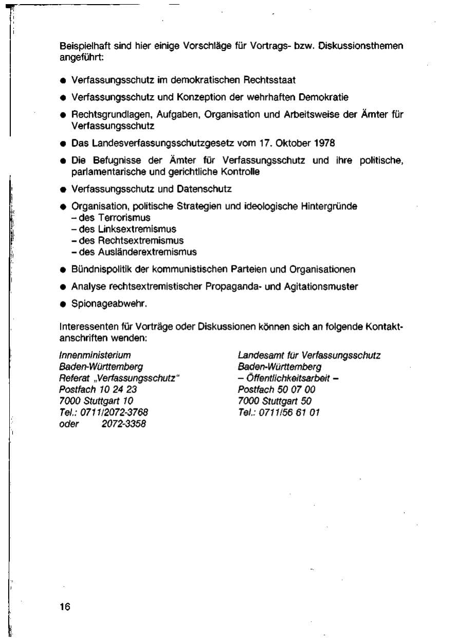 Seite 18 des Verfassungsschutzbericht 1988 Baden-Württemberg