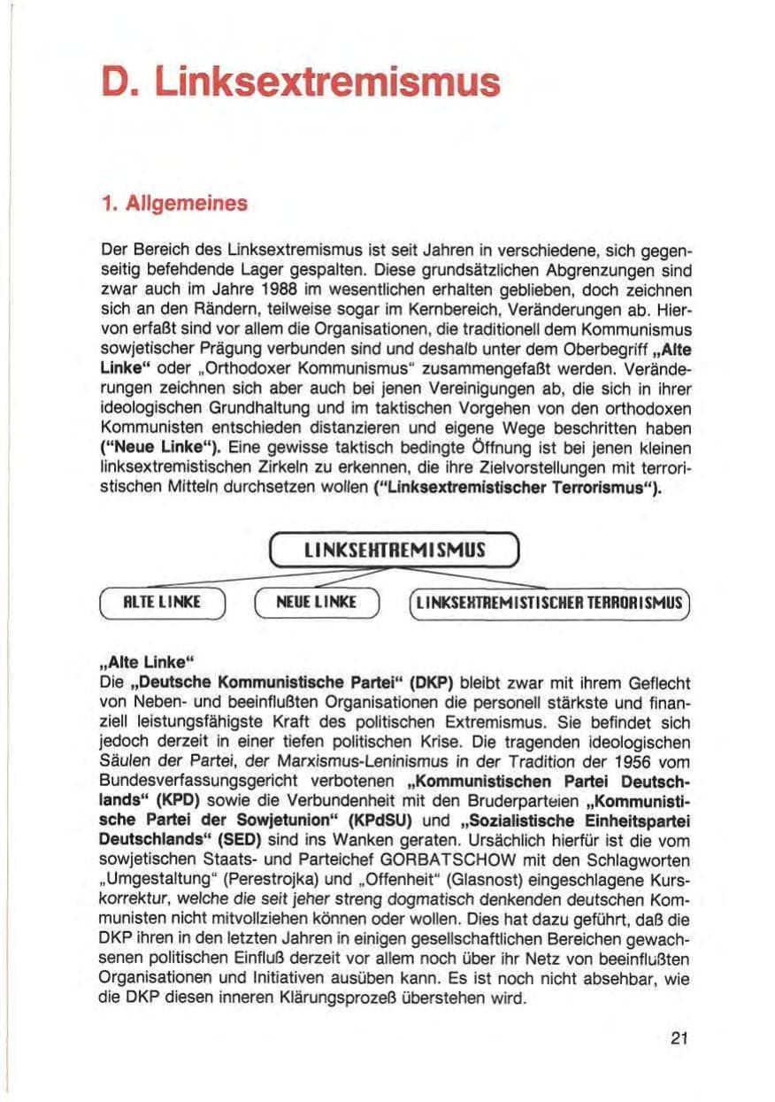 Seite 23 des Verfassungsschutzbericht 1988 Baden-Württemberg