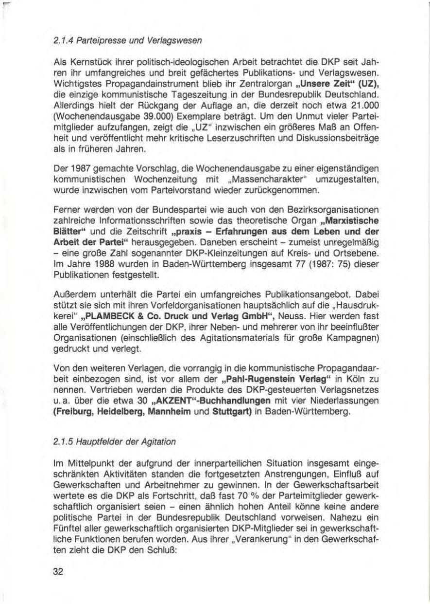 Seite 34 des Verfassungsschutzbericht 1988 Baden-Württemberg
