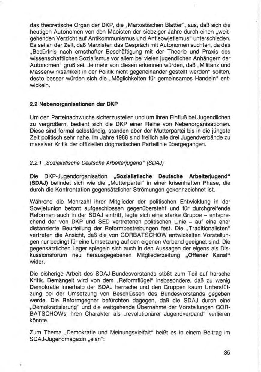 Seite 37 des Verfassungsschutzbericht 1988 Baden-Württemberg