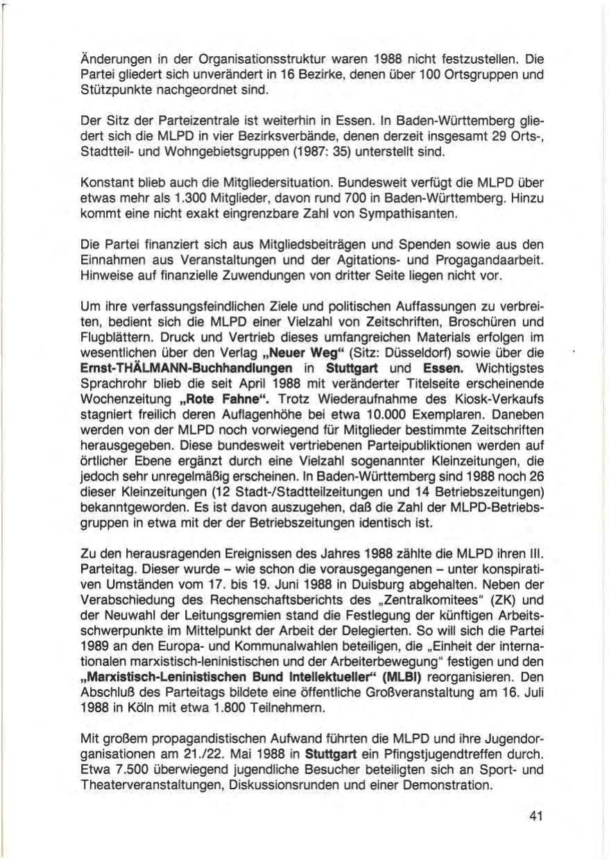 Seite 43 des Verfassungsschutzbericht 1988 Baden-Württemberg