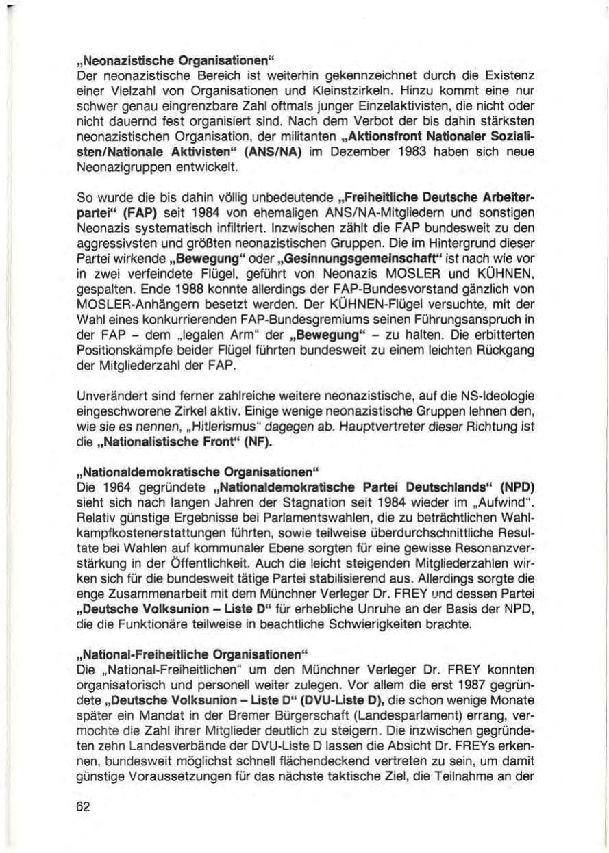 Seite 64 des Verfassungsschutzbericht 1988 Baden-Württemberg