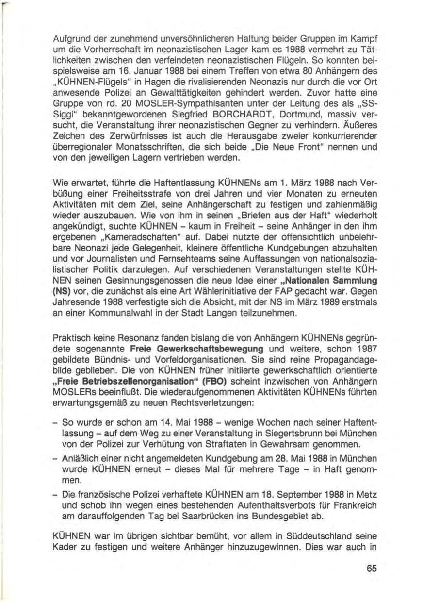 Seite 67 des Verfassungsschutzbericht 1988 Baden-Württemberg