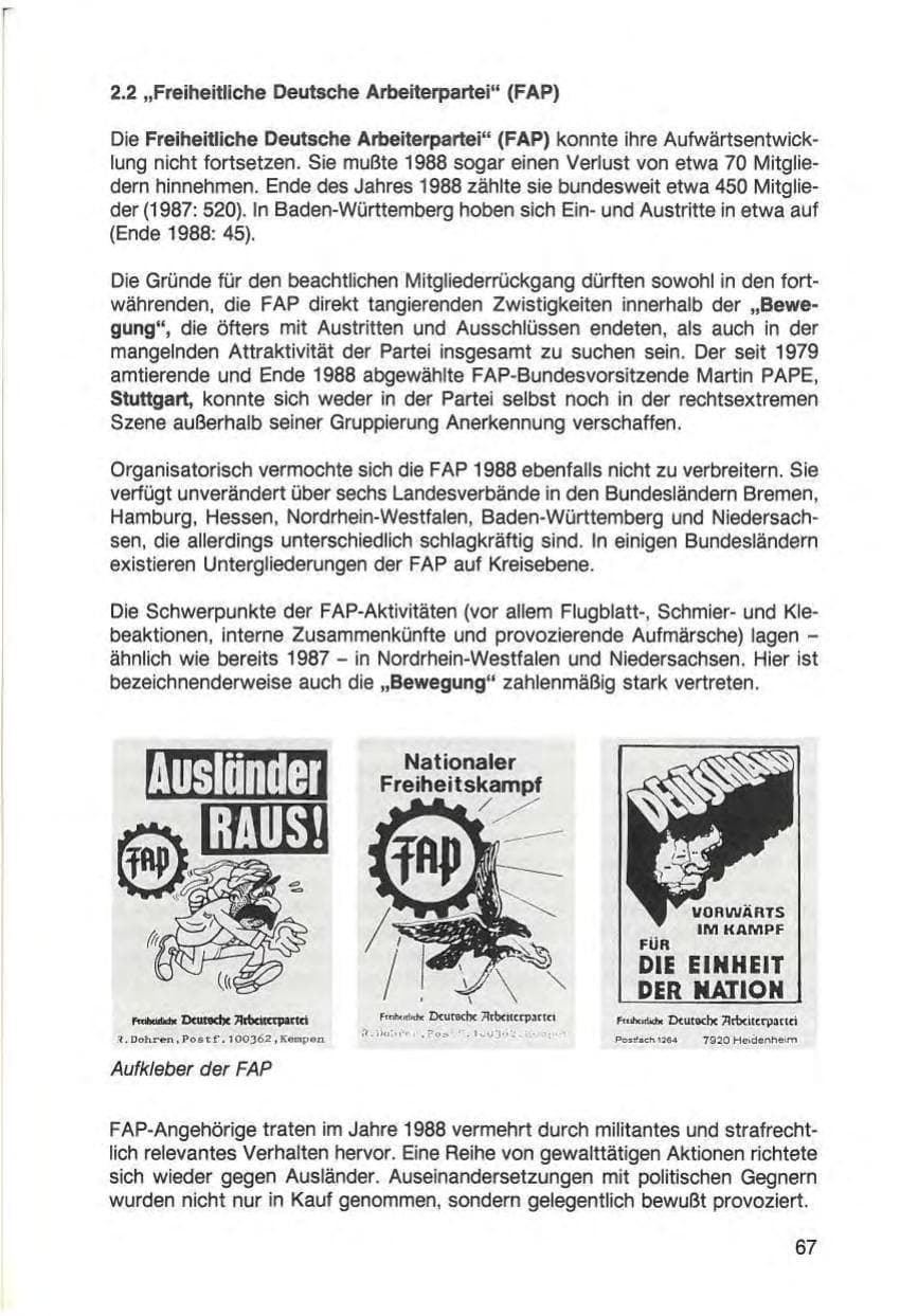 Seite 69 des Verfassungsschutzbericht 1988 Baden-Württemberg