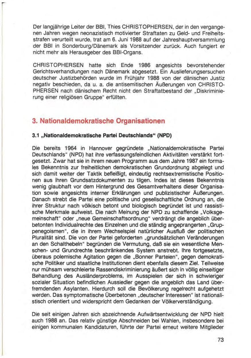 Seite 75 des Verfassungsschutzbericht 1988 Baden-Württemberg