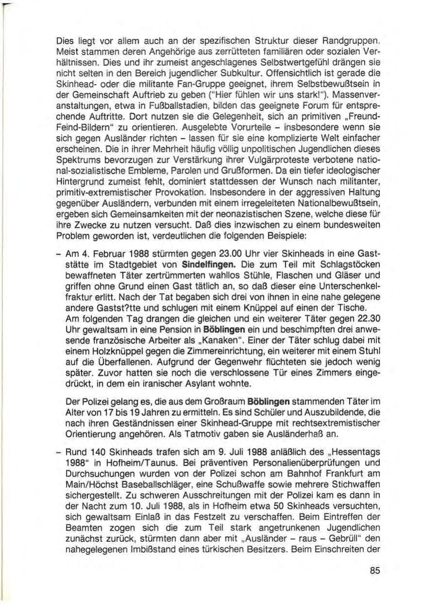 Seite 87 des Verfassungsschutzbericht 1988 Baden-Württemberg