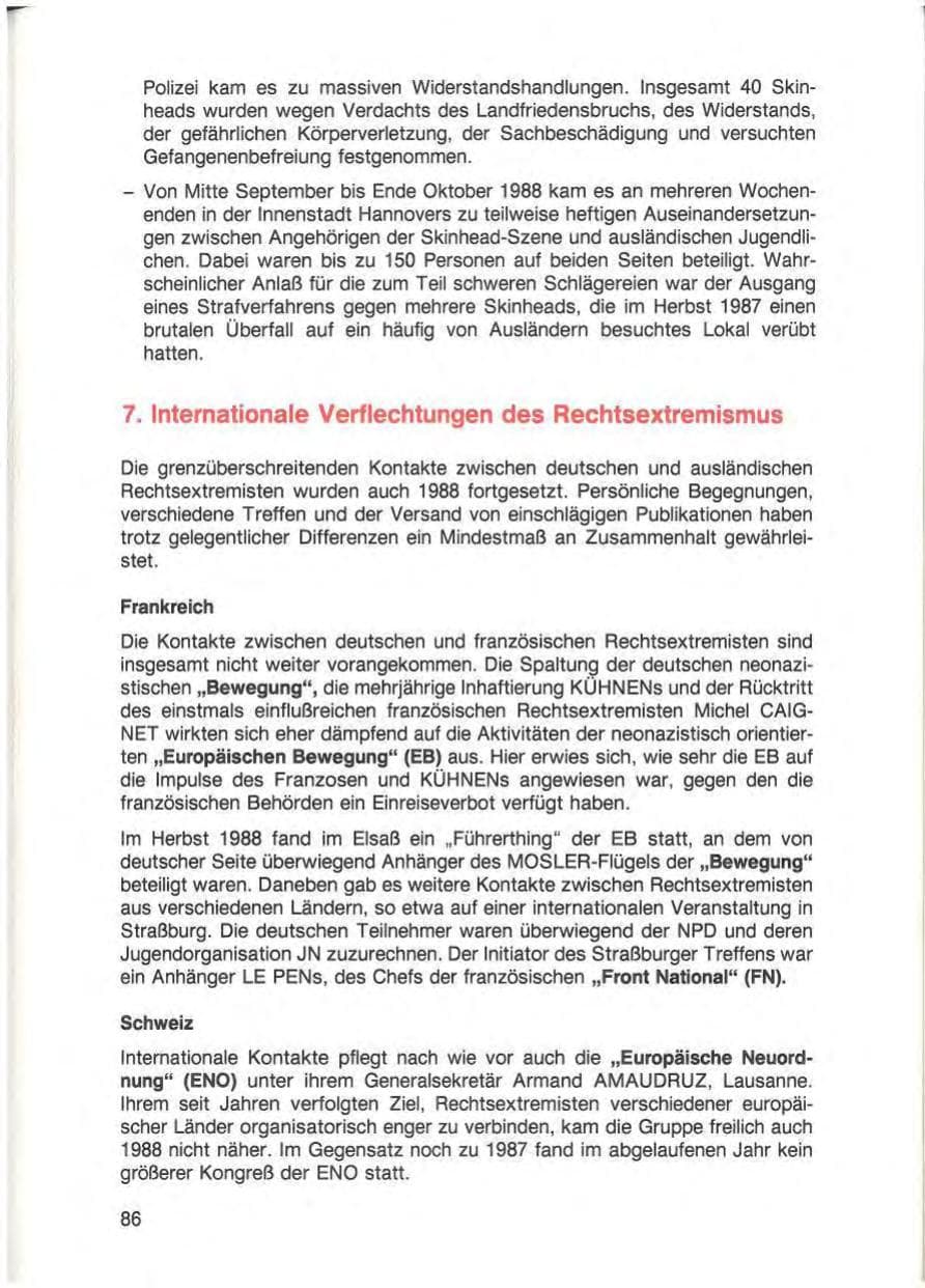 Seite 88 des Verfassungsschutzbericht 1988 Baden-Württemberg