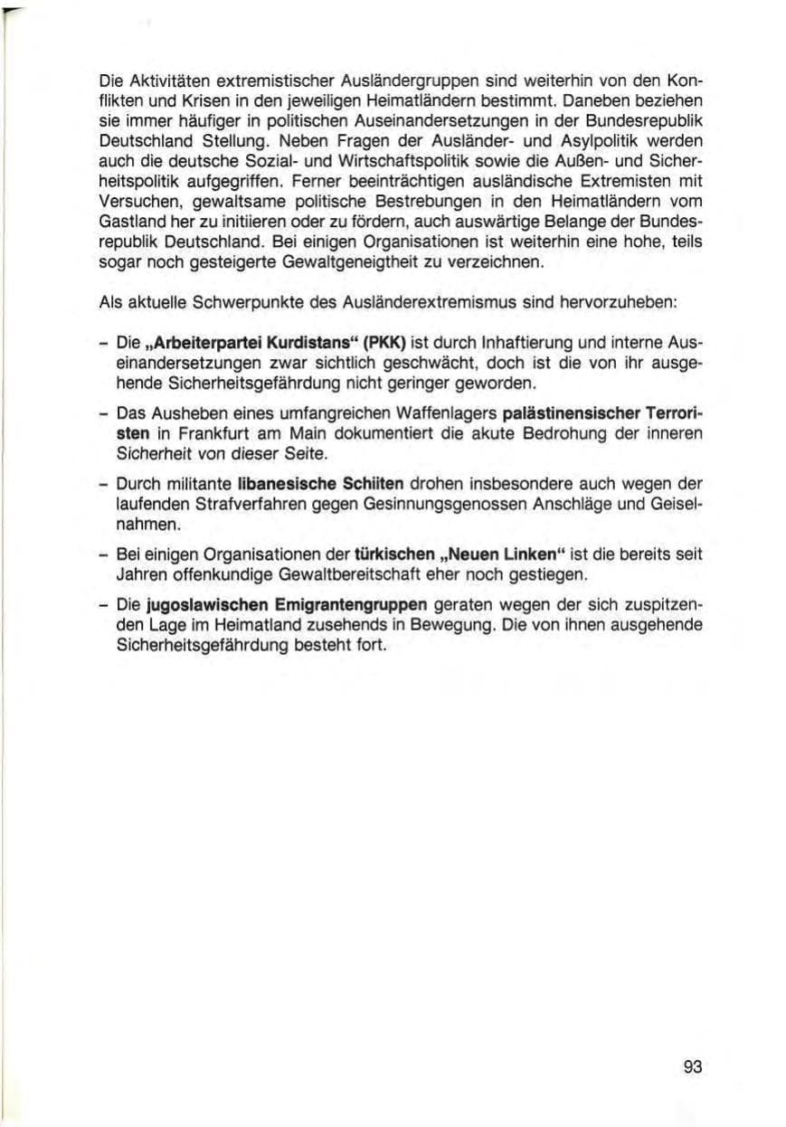 Seite 95 des Verfassungsschutzbericht 1988 Baden-Württemberg