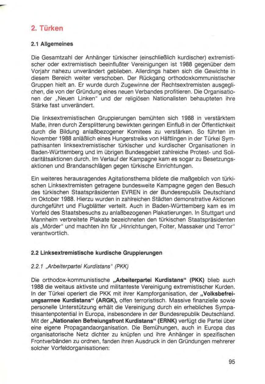 Seite 97 des Verfassungsschutzbericht 1988 Baden-Württemberg