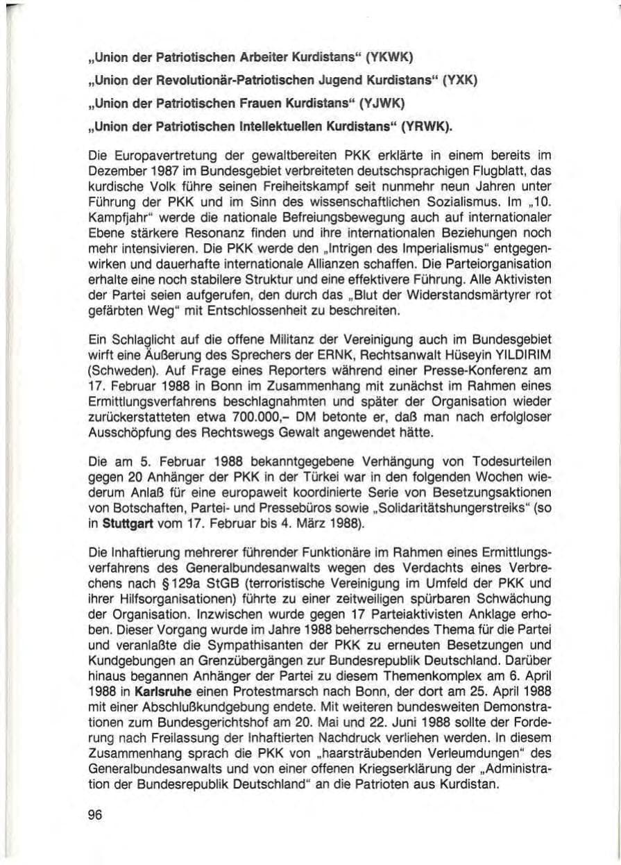 Seite 98 des Verfassungsschutzbericht 1988 Baden-Württemberg