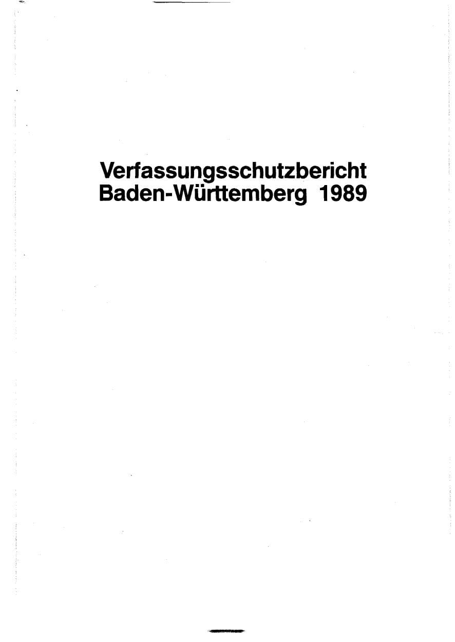 Seite 2 des Verfassungsschutzbericht 1989 Baden-Württemberg