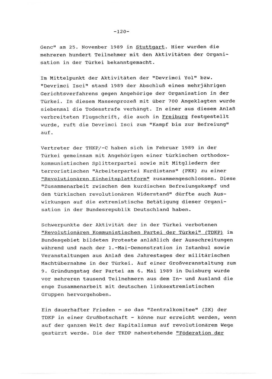 Seite 121 des Verfassungsschutzbericht 1989 Baden-Württemberg