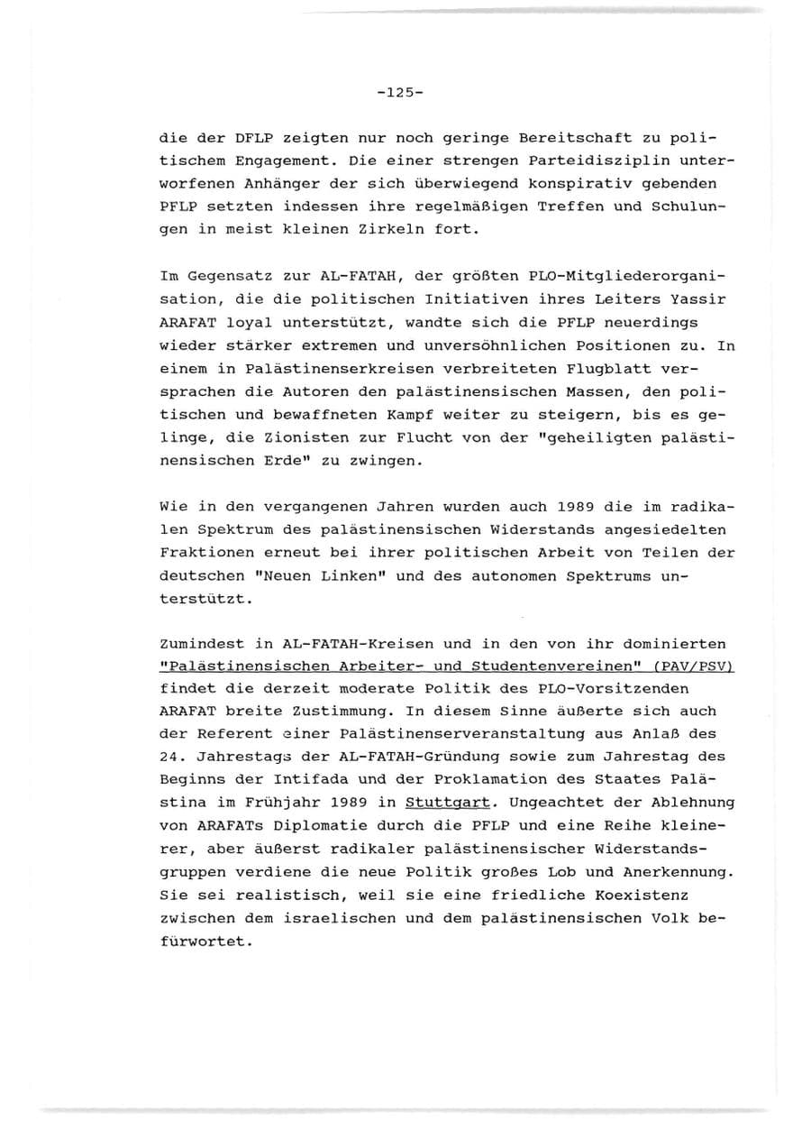 Seite 126 des Verfassungsschutzbericht 1989 Baden-Württemberg
