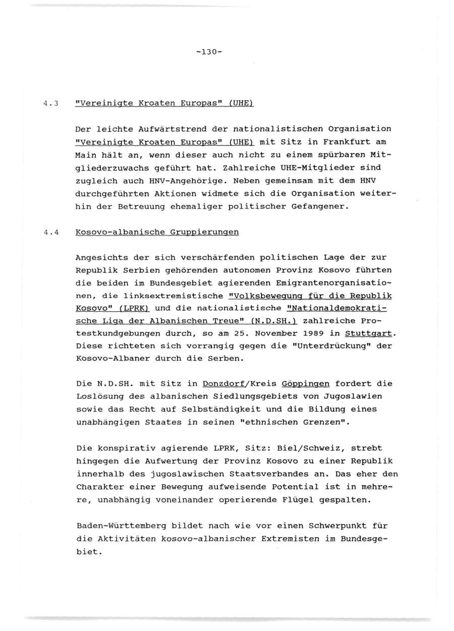 Seite 131 des Verfassungsschutzbericht 1989 Baden-Württemberg