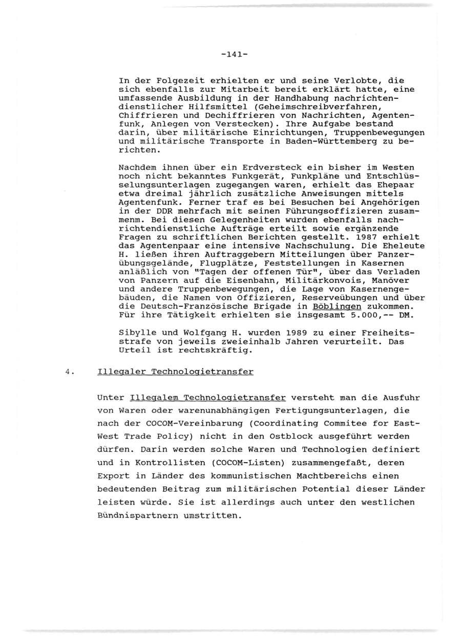 Seite 142 des Verfassungsschutzbericht 1989 Baden-Württemberg