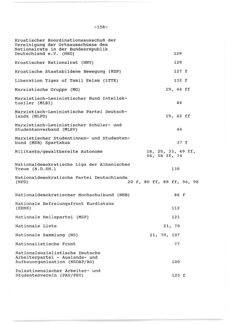 Seite 159 des Verfassungsschutzbericht 1989 Baden-Württemberg