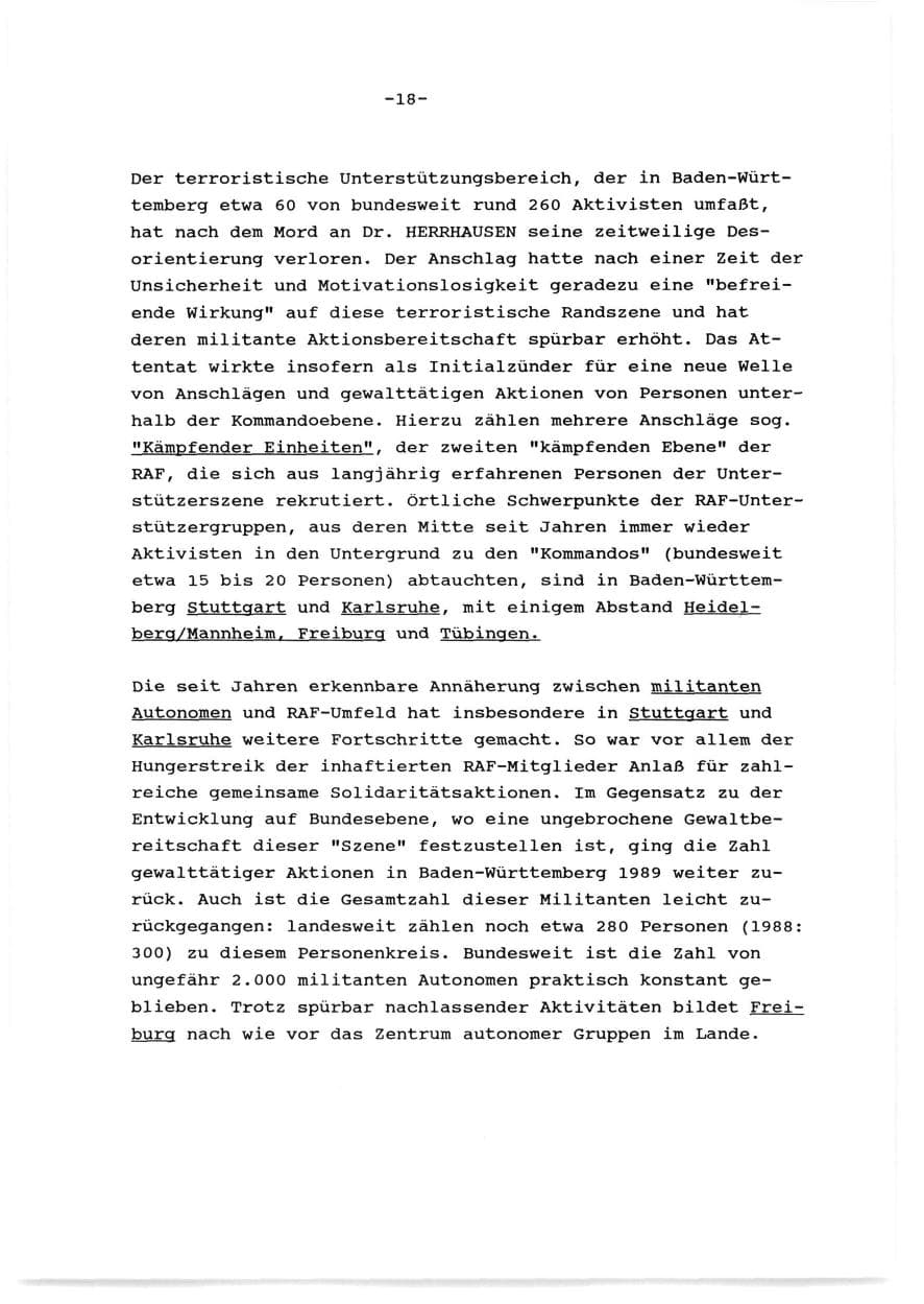 Seite 19 des Verfassungsschutzbericht 1989 Baden-Württemberg